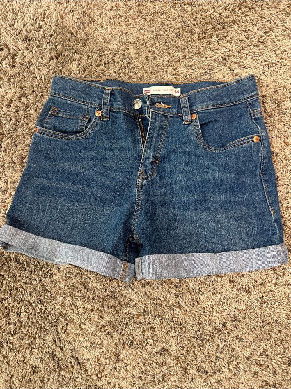 Levi's Medium Blue Cuffed Denim Shorts